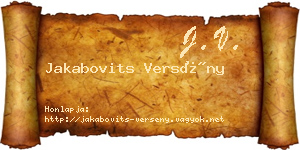 Jakabovits Versény névjegykártya
